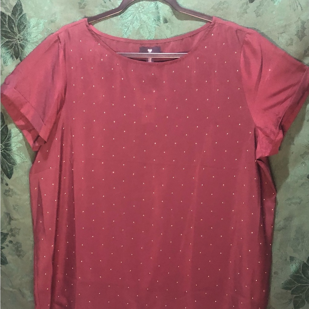 GAP Women’s Short Sleeve Top with Tiny Gold Beads, NWT, Size XL